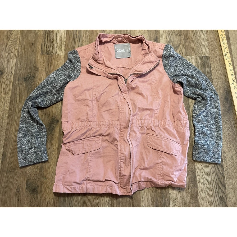 2Sable Jacket, Women's Size Large, Pink, Gray Sleeves, Full Zip